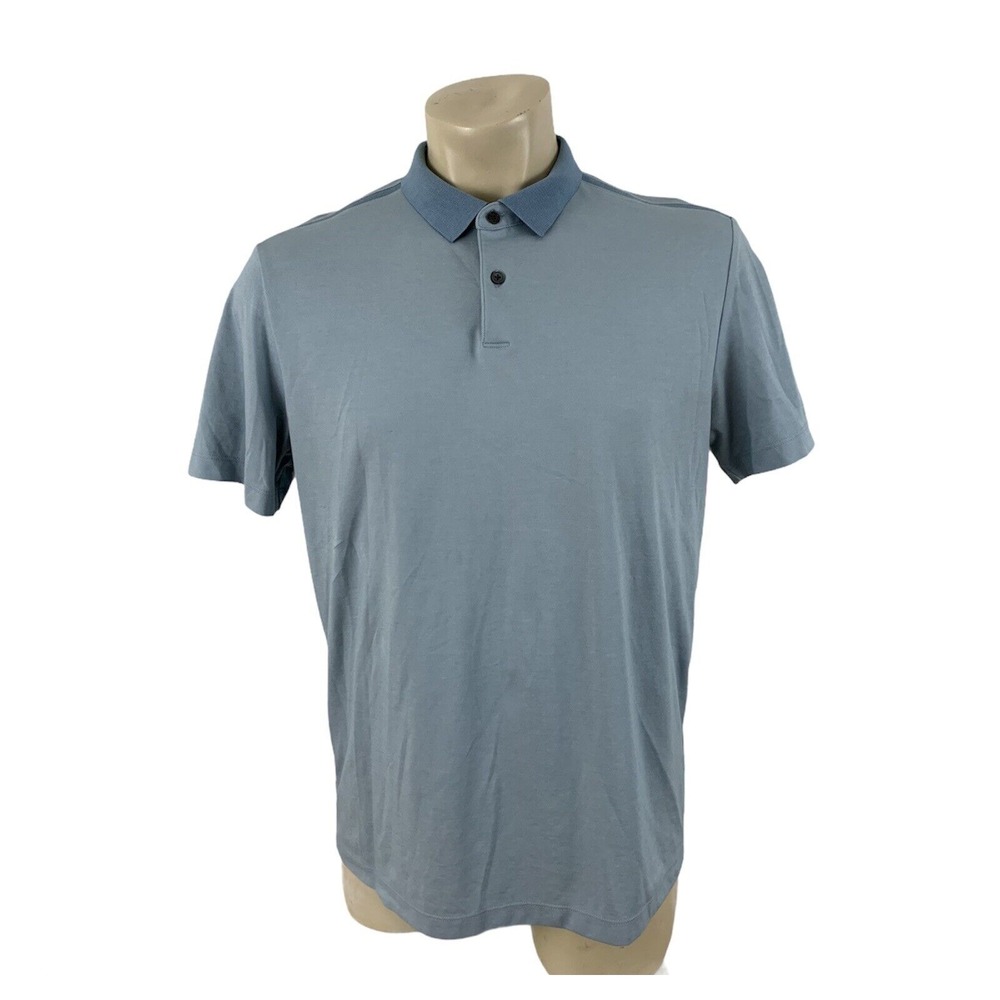 Theory Stinson Altitude Current Pique Short Sleeve Polo Shirt Light Blue Size XL